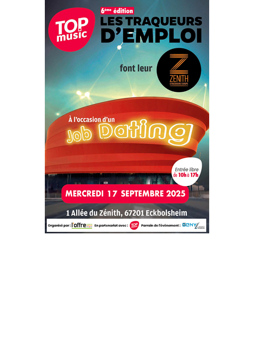 Affiche de l'evenement Traqueur d'emploi au Zenith le mercredi 17 septembre 2025